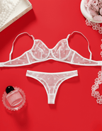 Lingerie Sexy em Tule Coração em Branco – Doce Malícia