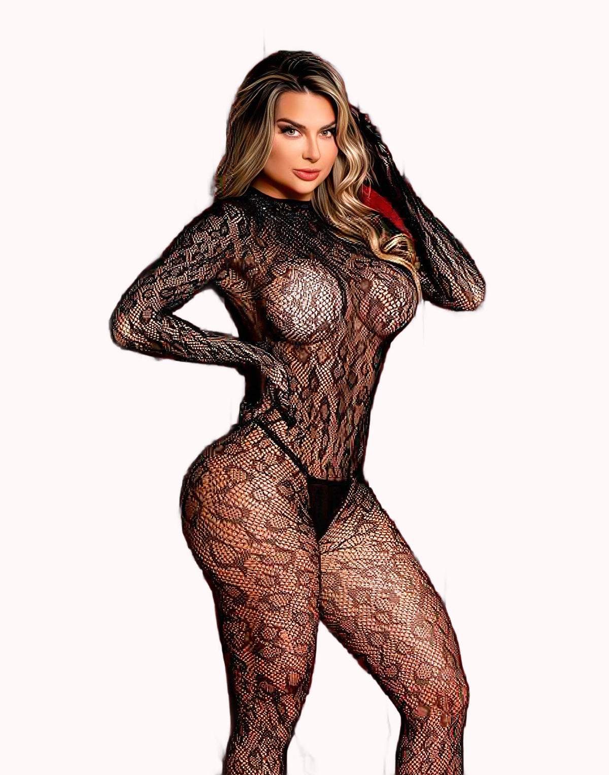 Macacão Bodystocking Sensual Felina Com Abertura Íntima – Doce Malícia