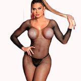 Macacão Bodystocking Sensual com Brilho em Strass e Abertura Íntima – Doce Malícia