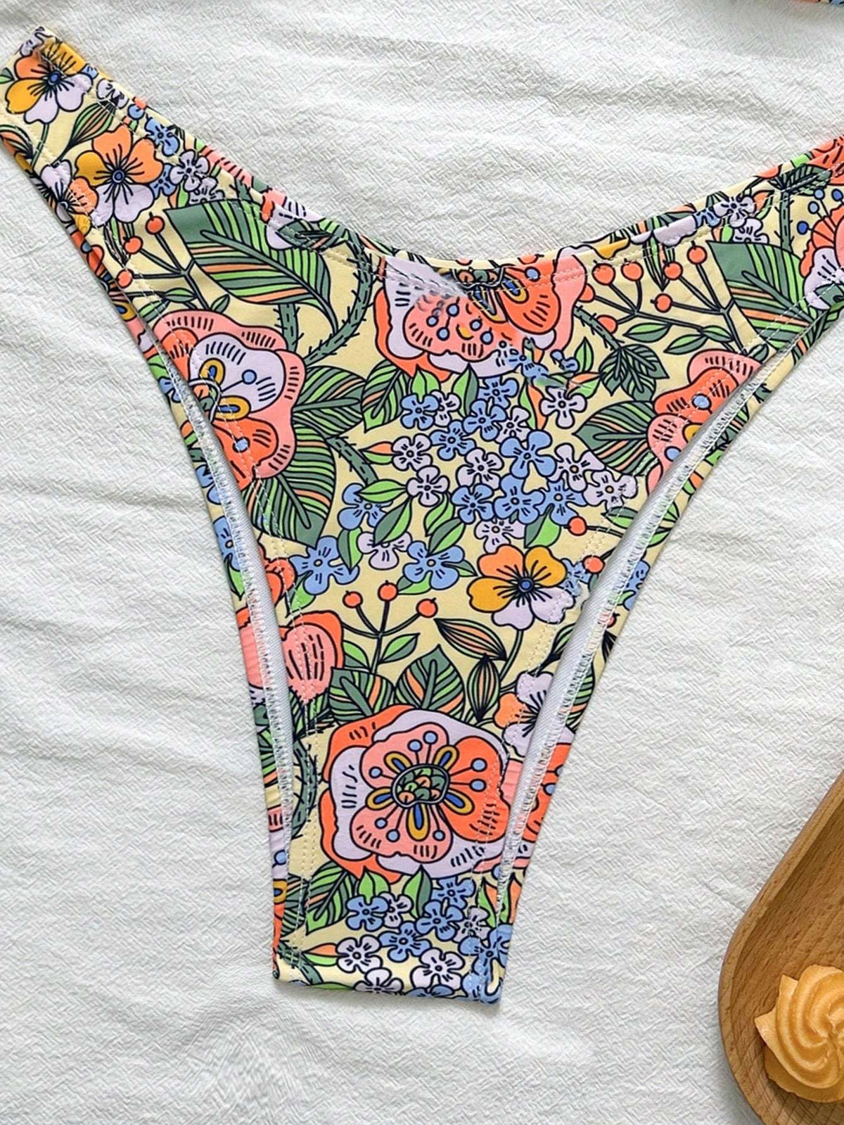 Biquíni Feminino Estampa Floral Cintura Alta com Argola – Doce Malícia