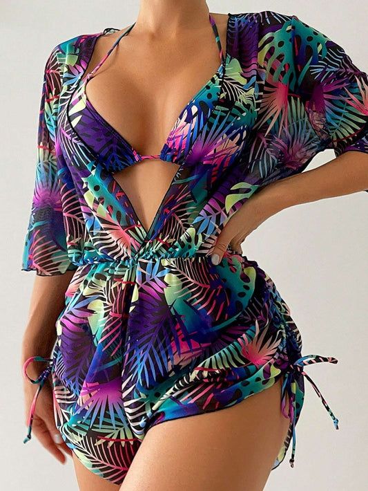 Maiô Feminino Estampa Tropical com Saída de Praia – Doce Malícia
