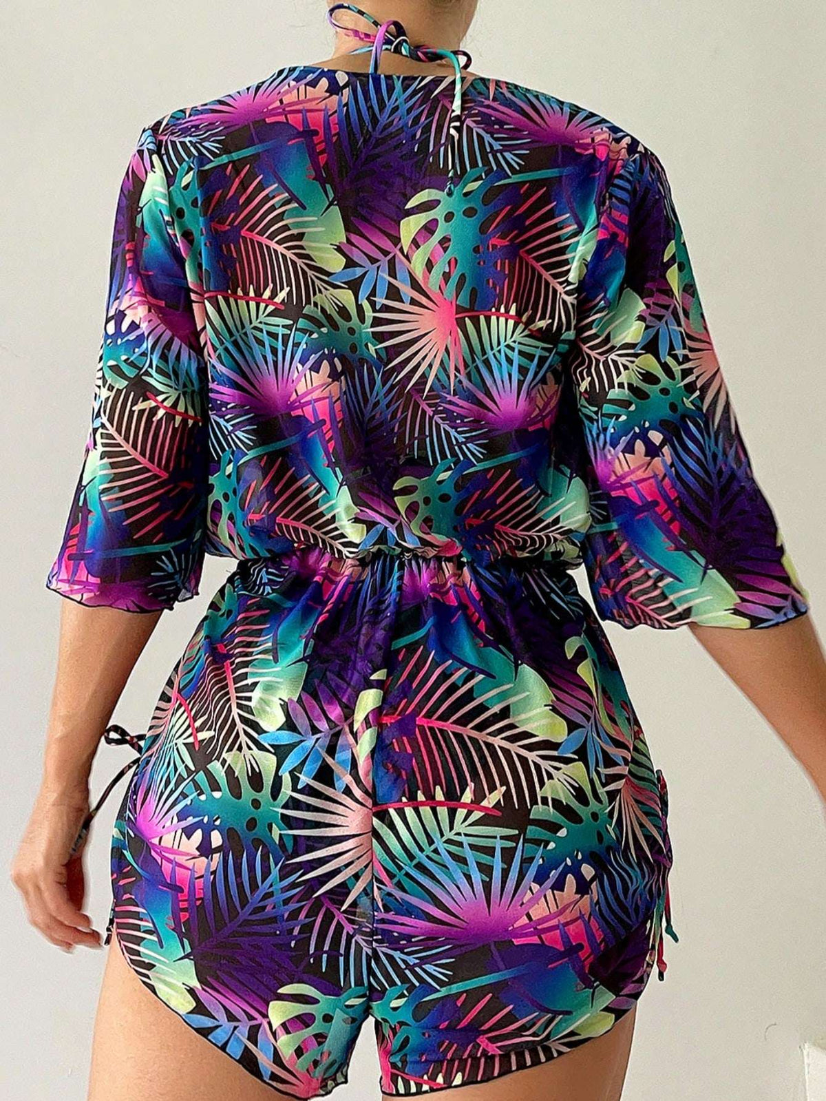 Maiô Feminino Estampa Tropical com Saída de Praia – Doce Malícia