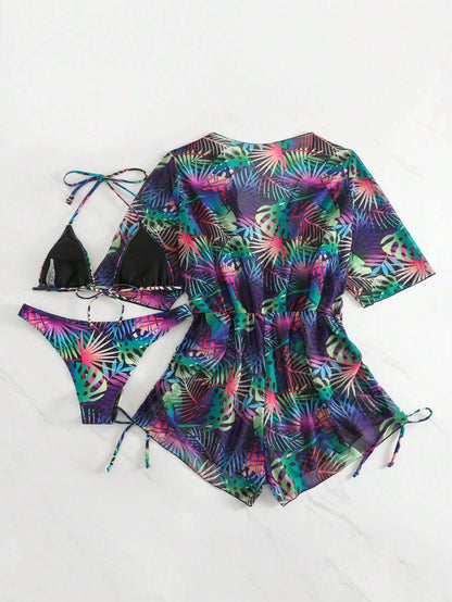 Maiô Feminino Estampa Tropical com Saída de Praia – Doce Malícia