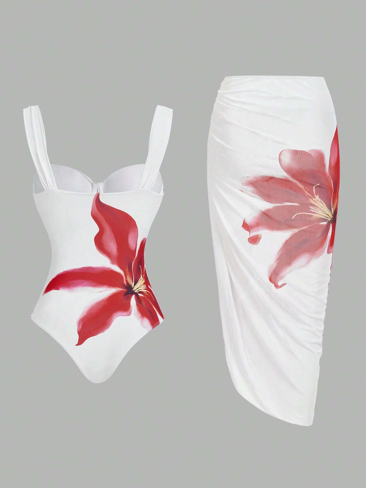 Maiô Feminino Floral Branco com Saída de Praia – Doce Malícia