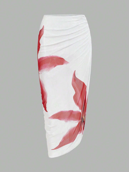 Maiô Feminino Floral Branco com Saída de Praia – Doce Malícia