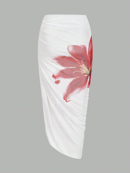 Maiô Feminino Floral Branco com Saída de Praia – Doce Malícia