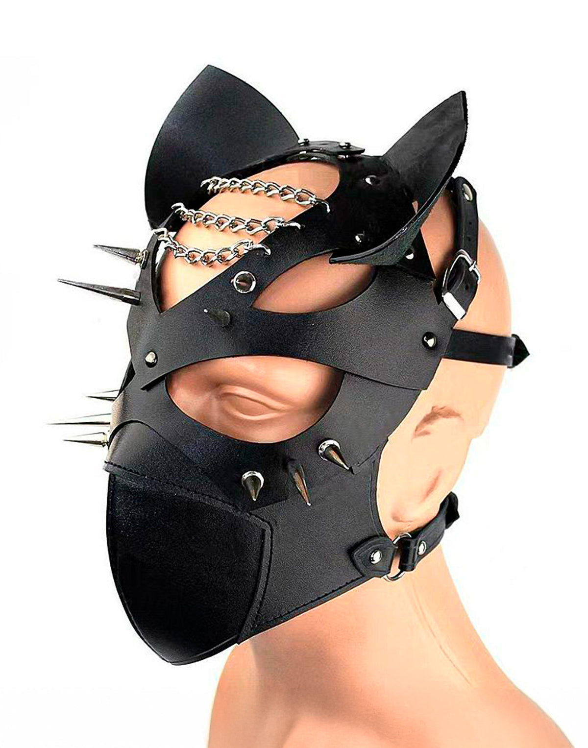 Máscara Erótica Com Spikes em Preto – Doce Malícia