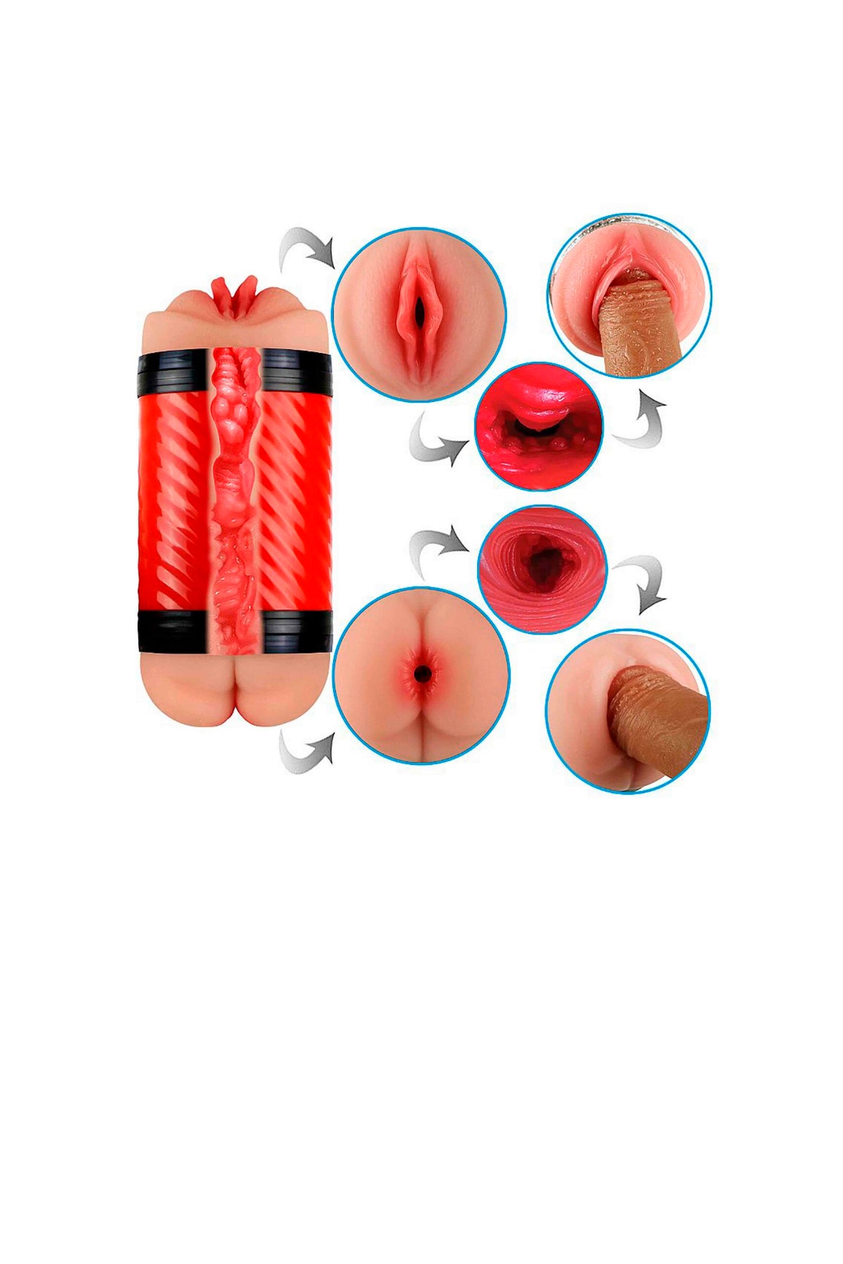 Masturbador Duplo Vagina e Ânus em Preto – Doce Malícia