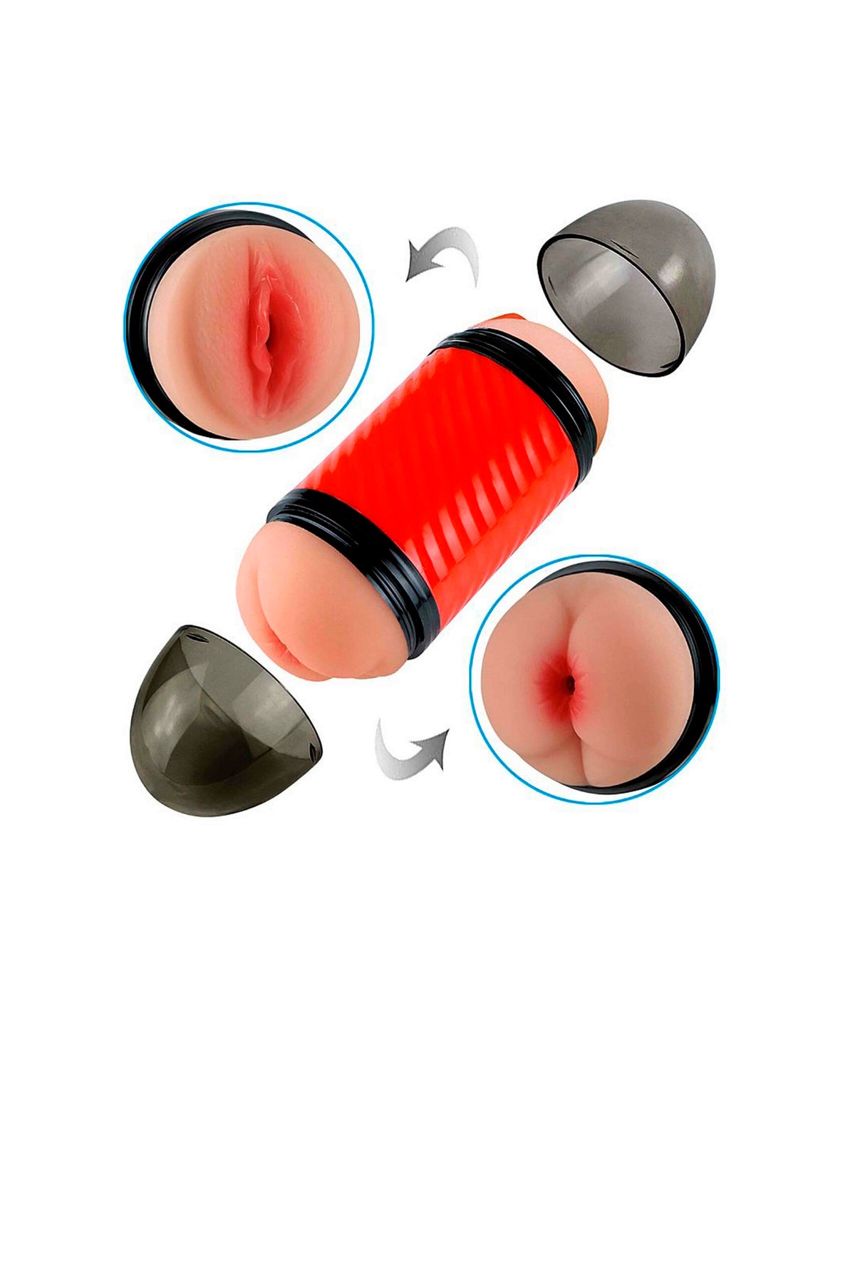 Masturbador Duplo Vagina e Ânus em Preto – Doce Malícia