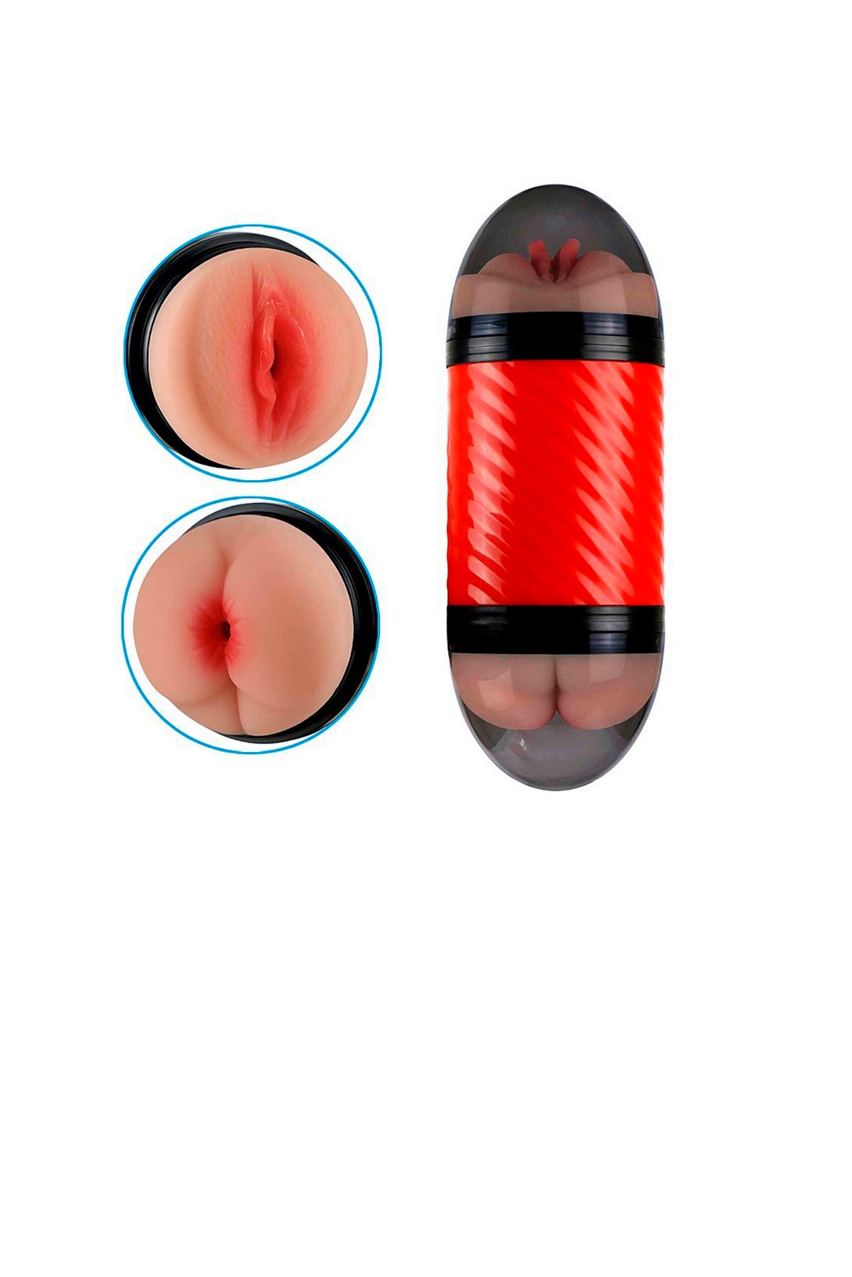 Masturbador Duplo Vagina e Ânus em Preto – Doce Malícia