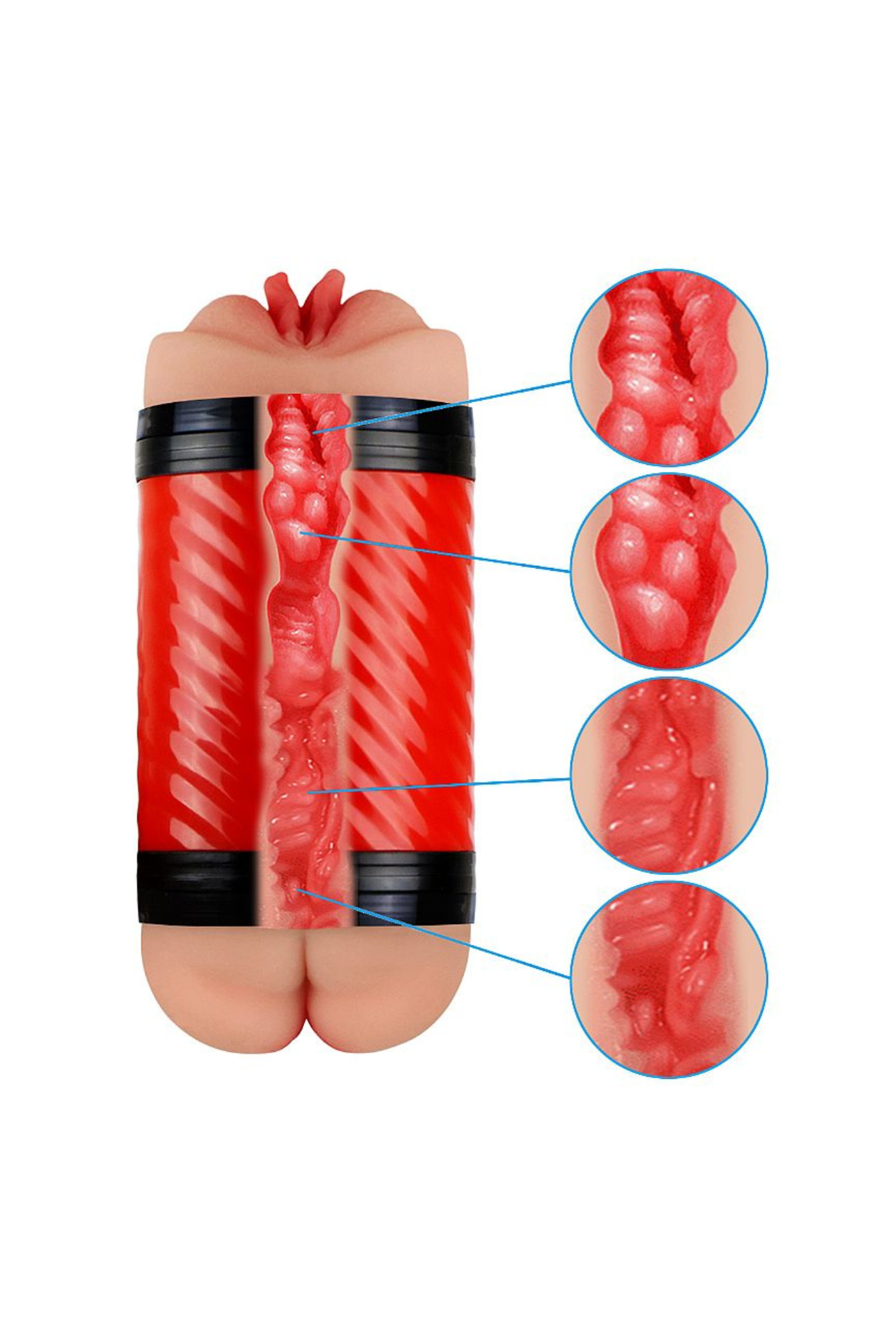 Masturbador Vagina e Ânus com Ventosa em Preto – Doce Malícia
