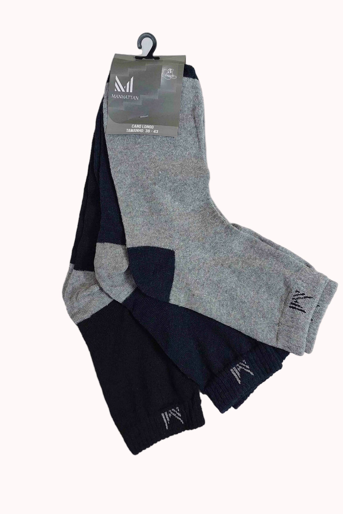 Kit com 3 Meias Cano Longo Masculina