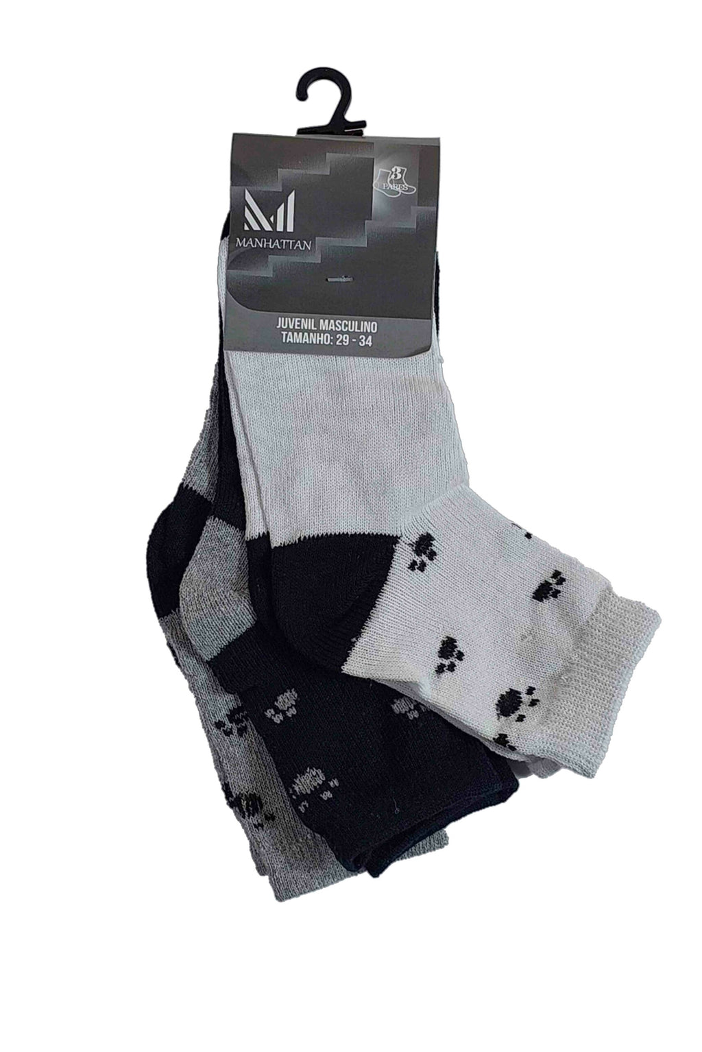 Kit com 3 Meias Juvenil em cores sortidas – Doce Malícia