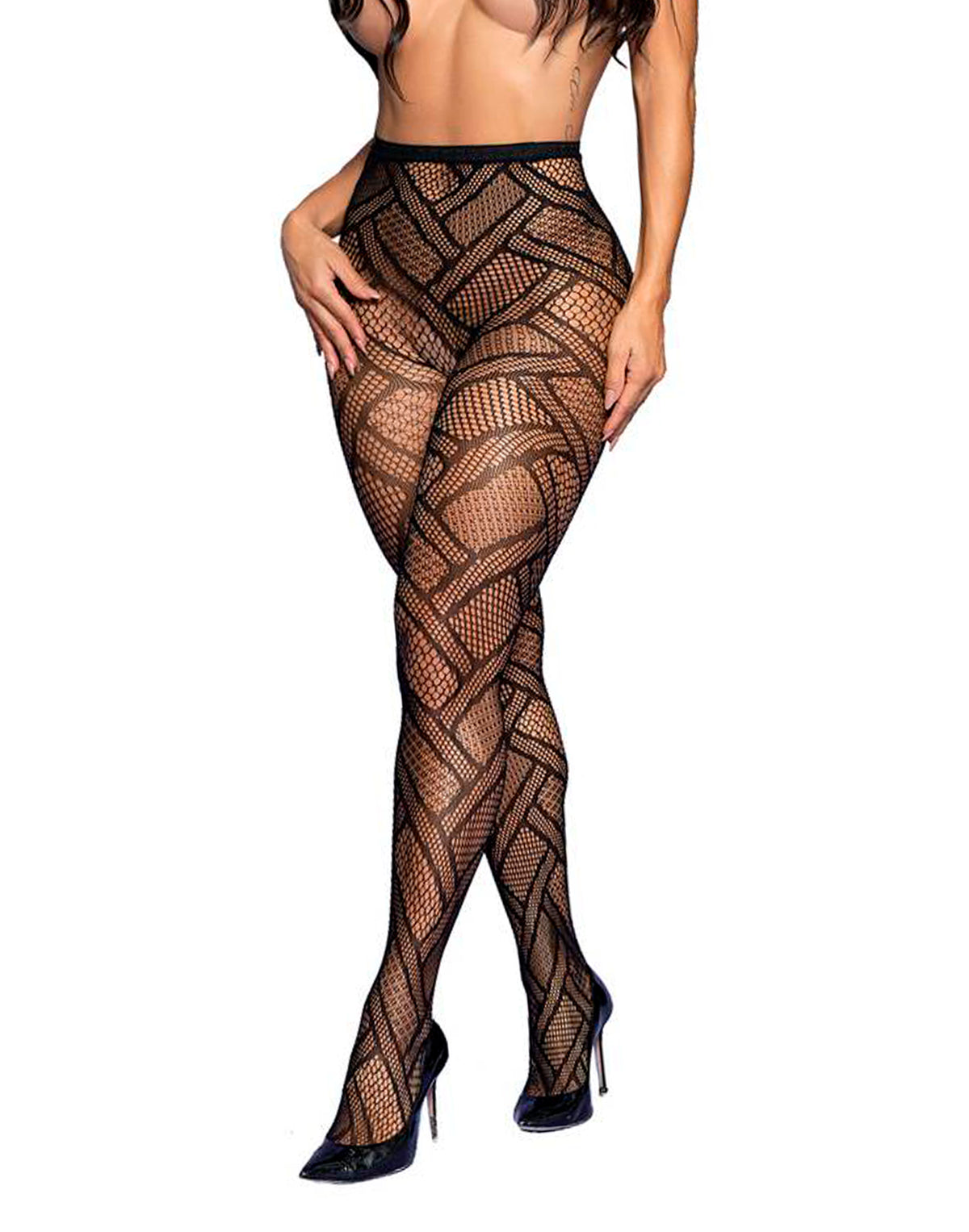 Meia Calça com Transparência Geométrica em Quantidade – Doce Malícia