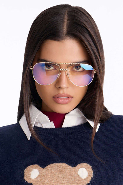 Óculos de Sol Feminino Aviador Metal Dourado – Doce Malícia