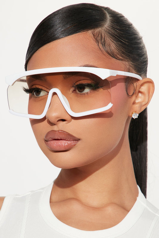 Óculos de Sol Feminino Escudo Acetato Branco – Doce Malícia