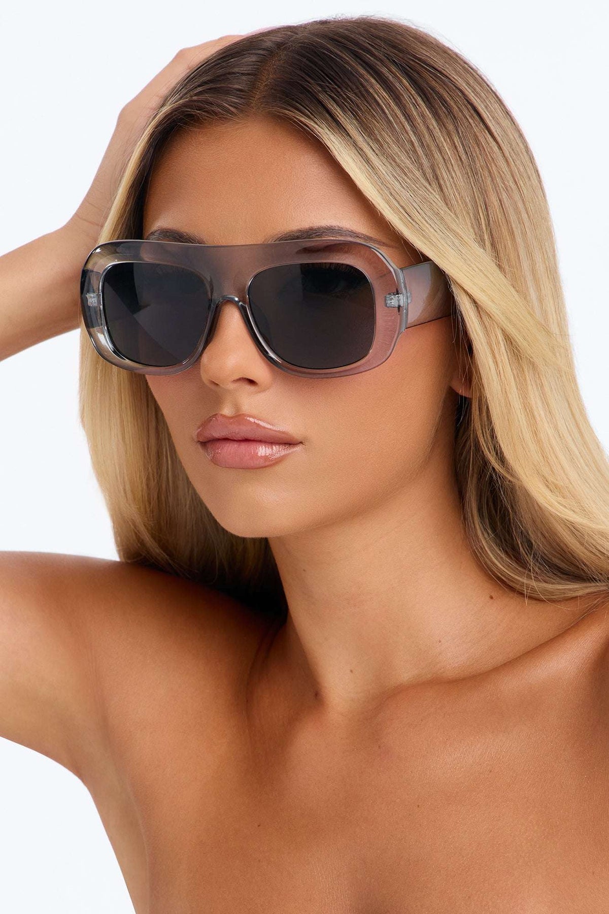 Óculos de Sol Feminino Escudo Acetato Cinza – Doce Malícia