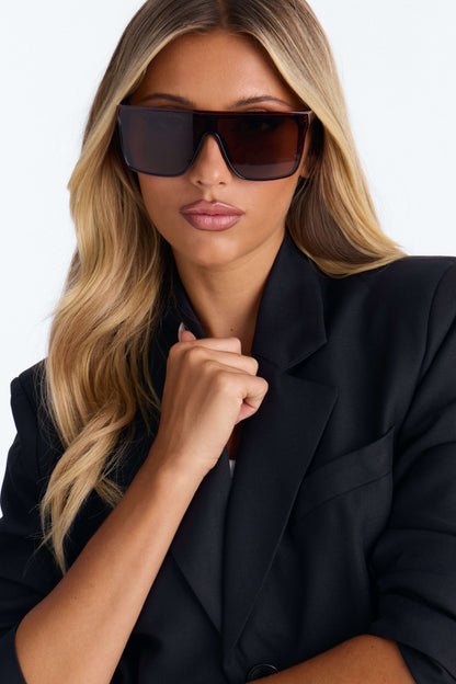 Óculos de Sol Feminino Escudo Acetato Marrom – Doce Malícia