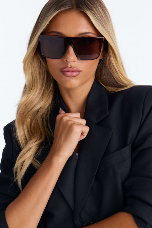Óculos de Sol Feminino Escudo Acetato Marrom – Doce Malícia