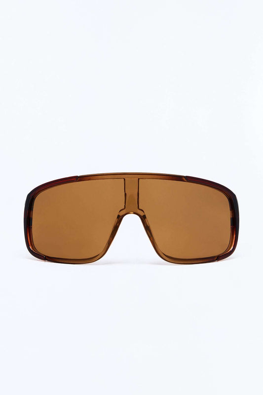Óculos de Sol Feminino Escudo Acetato Oversized Marrom – Doce Malícia