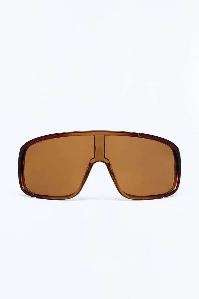Óculos de Sol Feminino Escudo Acetato Oversized Marrom – Doce Malícia — Doce Malícia
