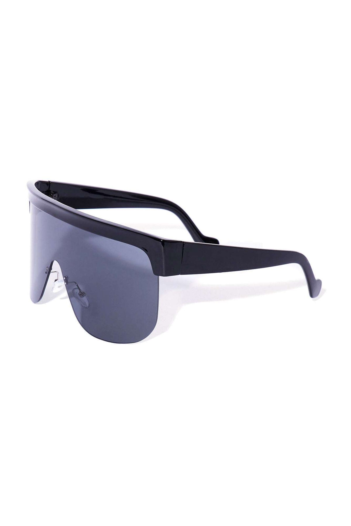 Óculos de Sol Feminino Escudo Acetato Oversized Preto – Doce Malícia