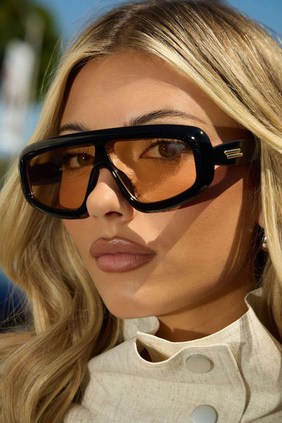 Óculos de Sol Feminino Escudo Acetato Preto – Doce Malícia