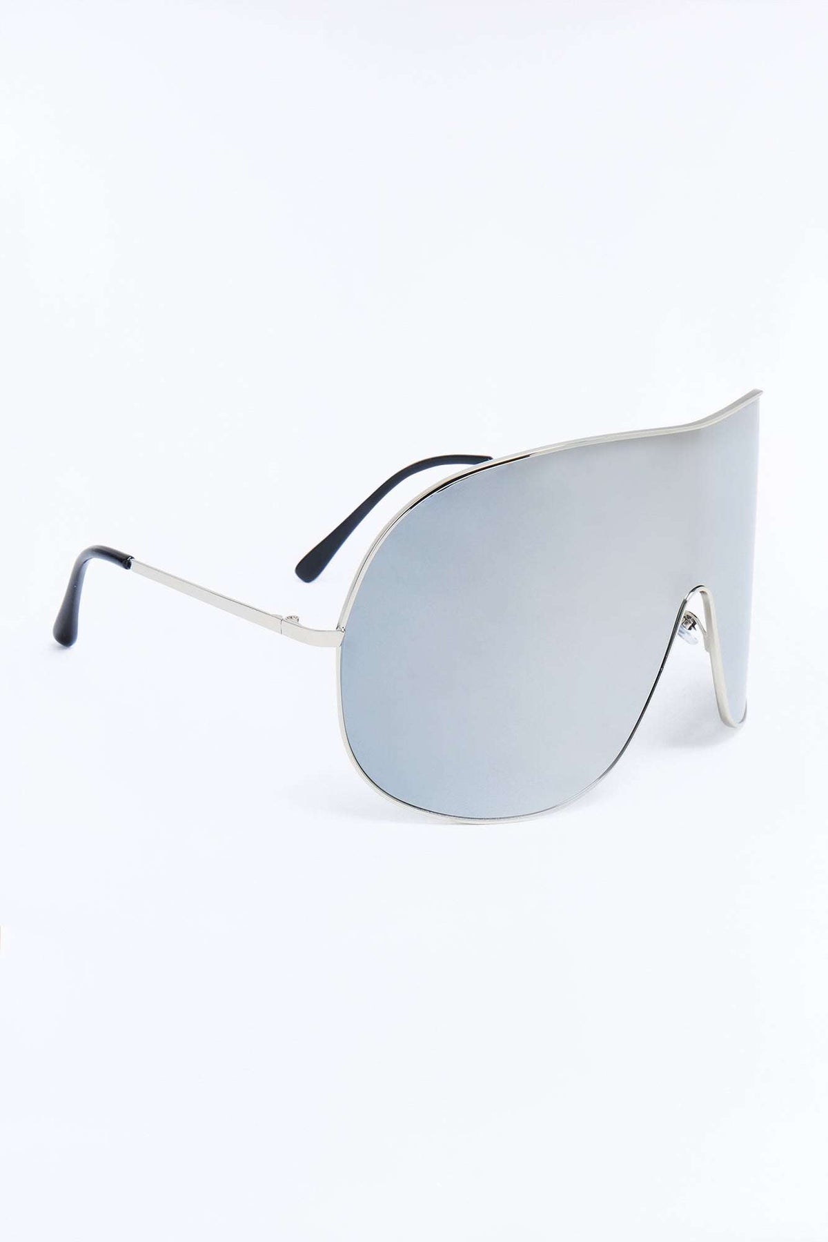 Óculos de Sol Feminino Escudo Metal Oversized Preto – Doce Malícia