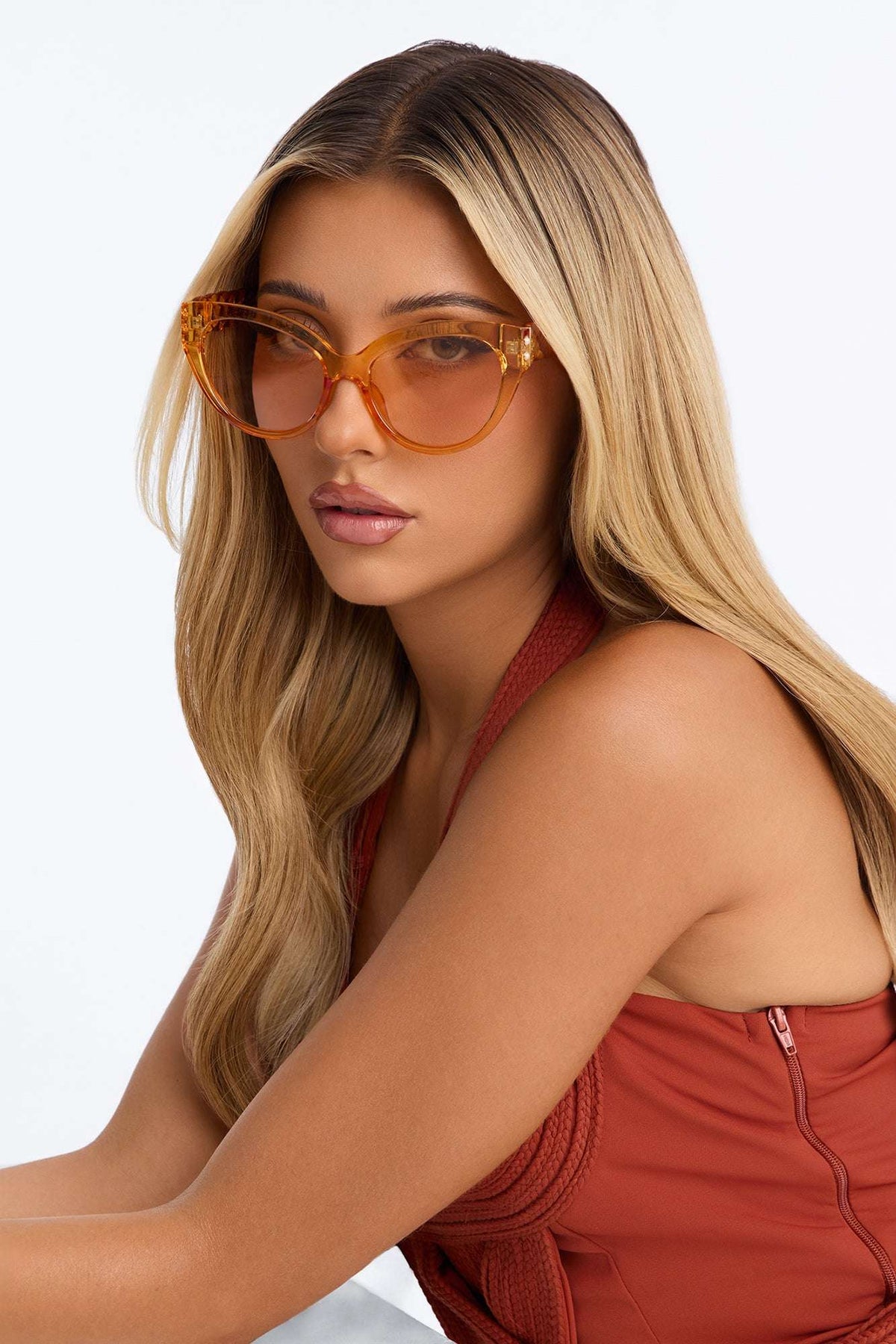 Óculos de Sol Feminino Gatinho Acetato Laranja – Doce Malícia