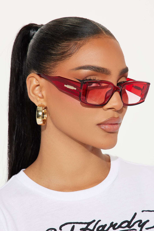 Óculos de Sol Feminino Quadrado Acetato Vermelho – Doce Malícia