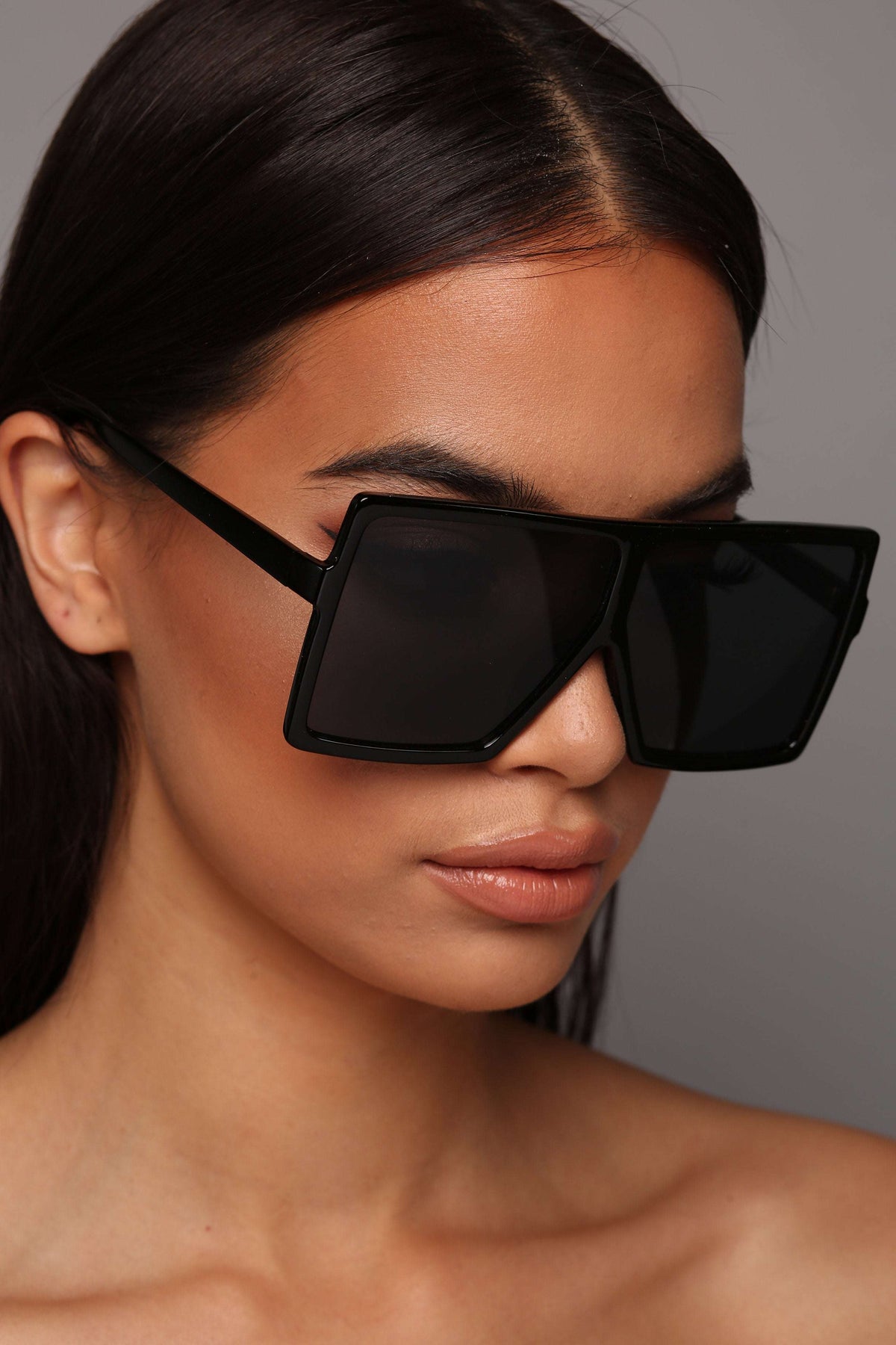 Óculos de Sol Feminino Quadrado Escudo Acetato Preto – Doce Malícia