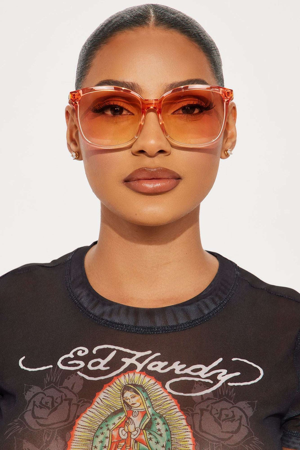 Óculos de Sol Feminino Redondo Acetato Degradê Laranja – Doce Malícia