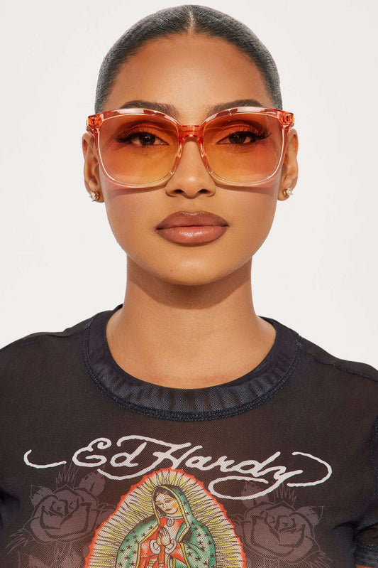 Óculos de Sol Feminino Redondo Acetato Degradê Laranja – Doce Malícia