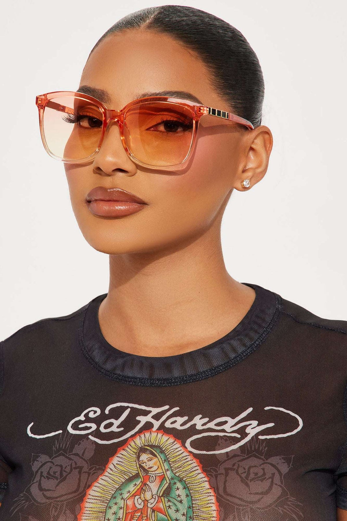 Óculos de Sol Feminino Redondo Acetato Degradê Laranja – Doce Malícia