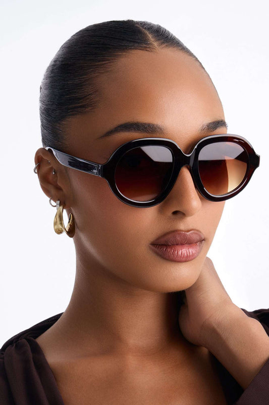 Óculos de Sol Feminino Redondo Acetato Marrom – Doce Malícia