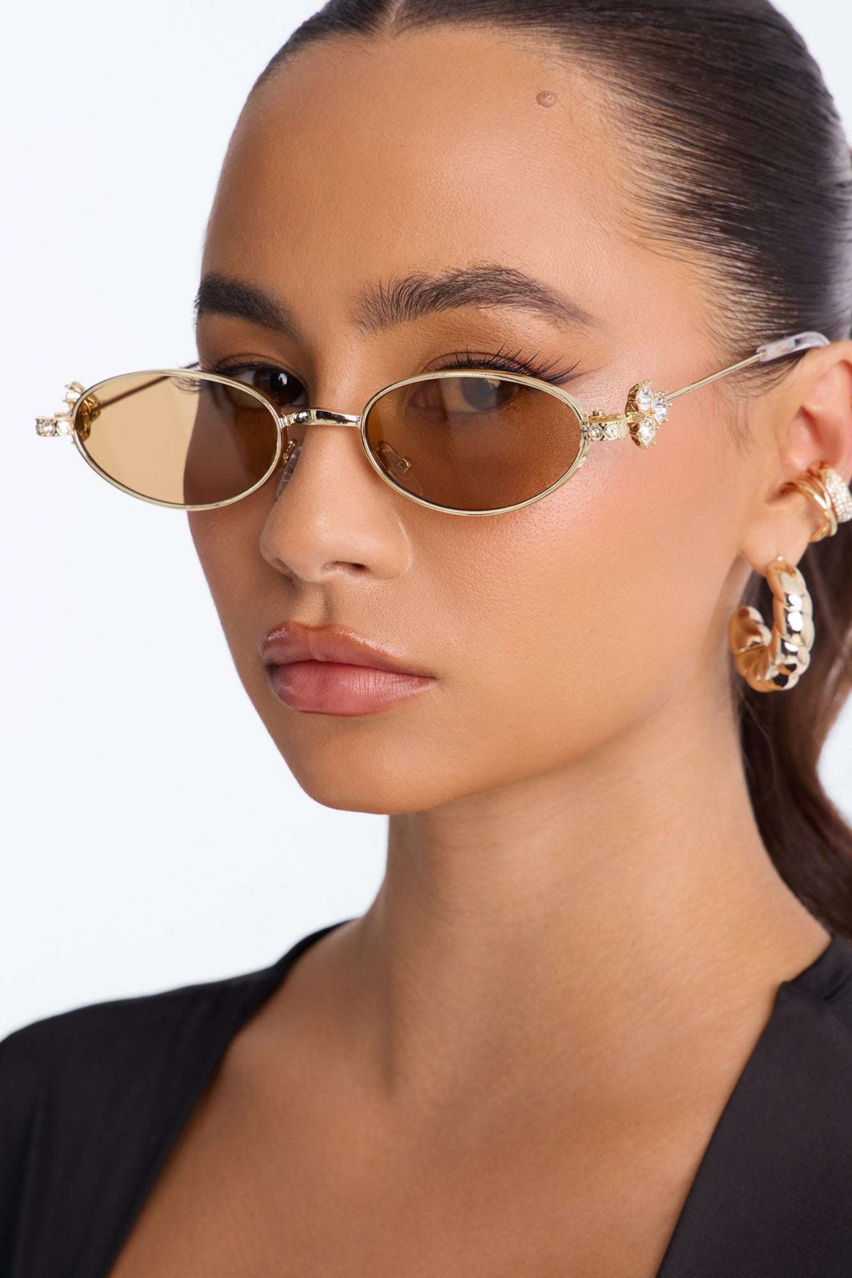 Óculos de Sol Feminino Redondo Metal Preto – Doce Malícia