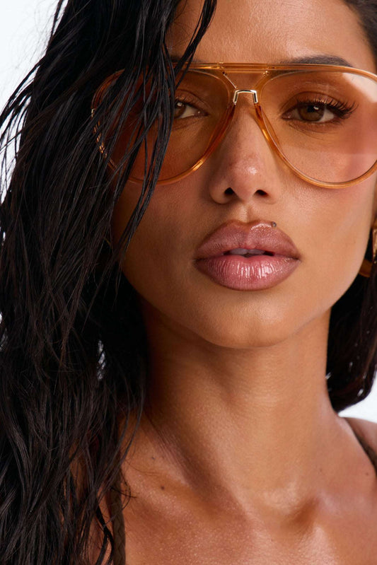Óculos de Sol Feminino Tartaruga Aviador Acetato Laranja – Doce Malícia