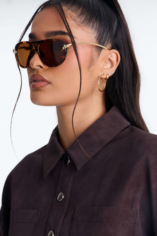 Óculos de Sol Feminino Tartaruga Aviador Preto – Doce Malícia