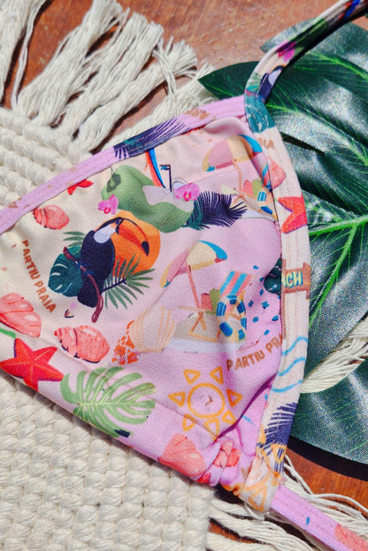 Biquíni Cortininha Estampado – Pé em Estampa unica – Doce Malícia