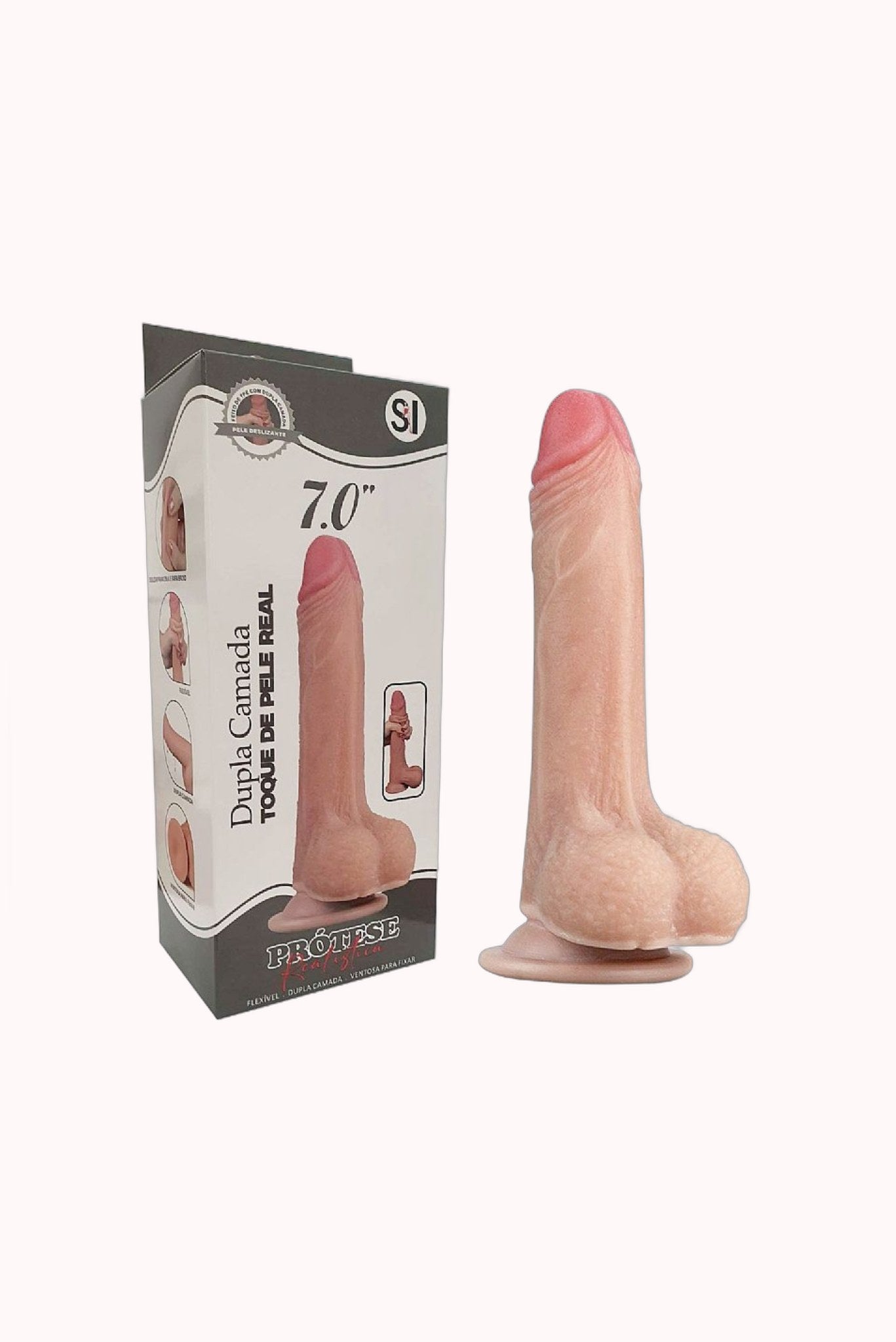 Pênis Realístico com Dupla Camada 7.0″ – Tamanho 18,0 X 3,7 cm – Doce Malícia