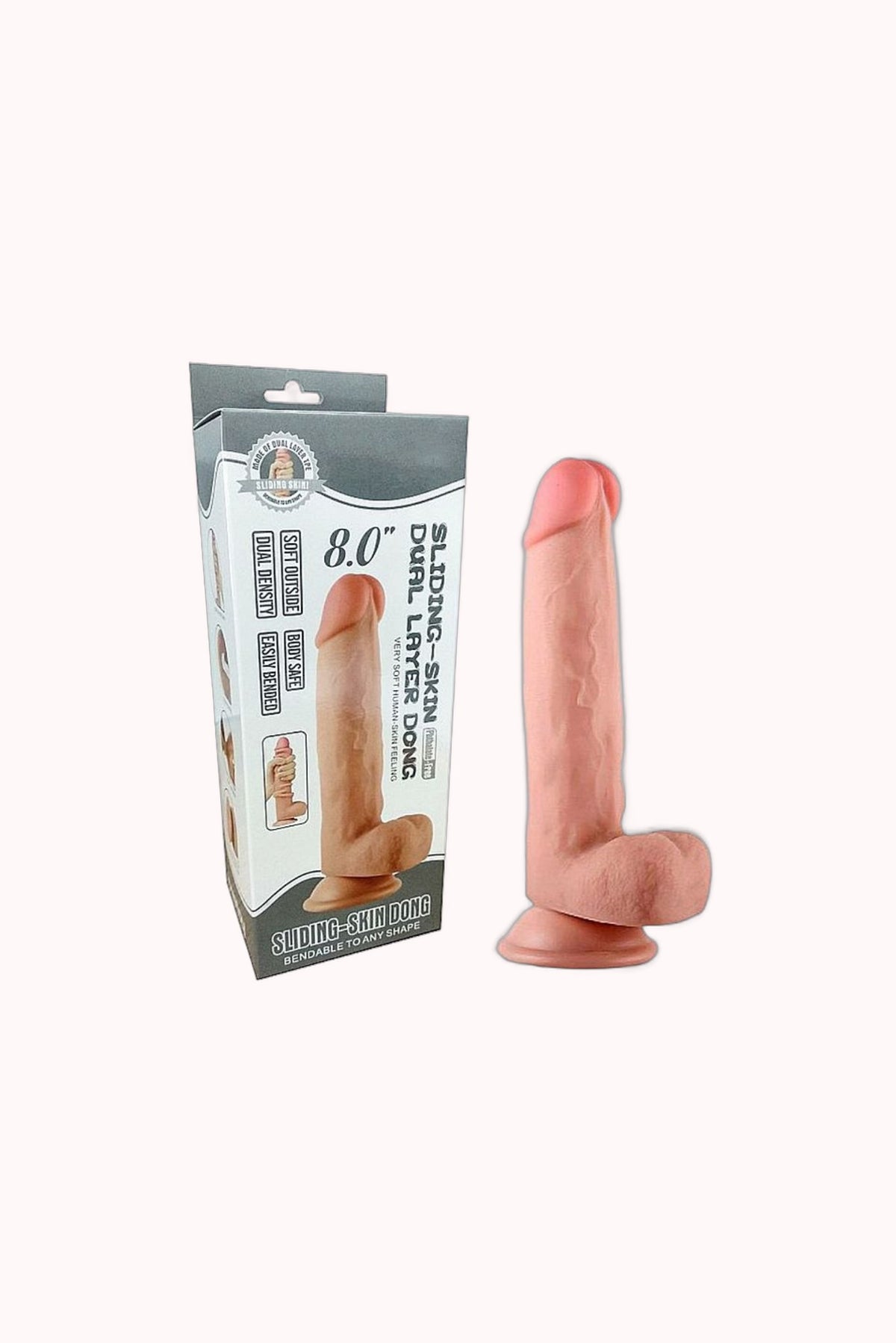 Pênis Realístico com Dupla Camada 8.0″ – Tamanho 20,5 X 4,0 cm Bege – Doce Malícia