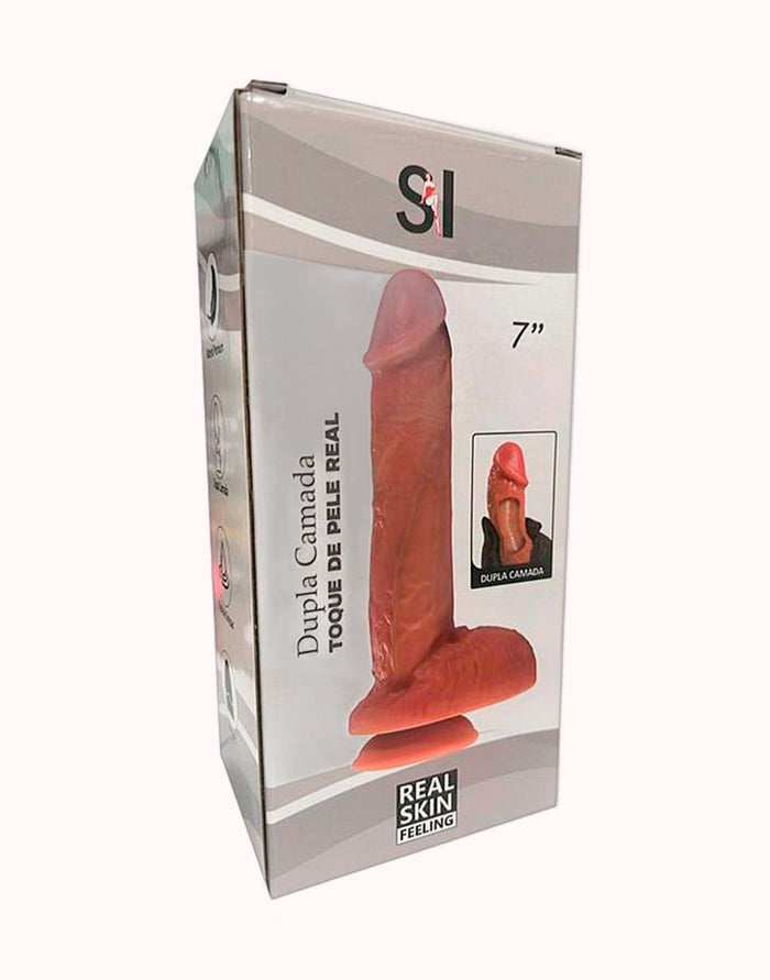 Pênis Realístico com Ventosa Texturizado – 17×3 – Doce Malícia — Doce Malícia