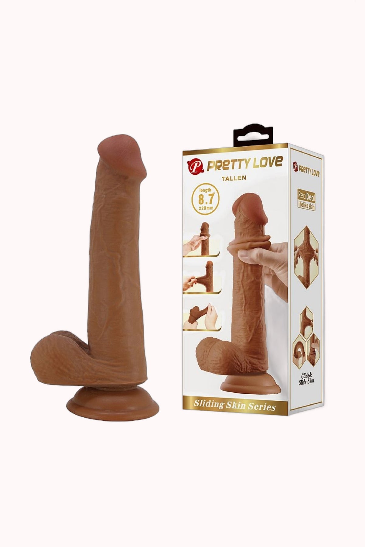 Pênis Realístico com Dupla Camada – Marrom – 22,0 X 4,0 cm – Doce Malícia
