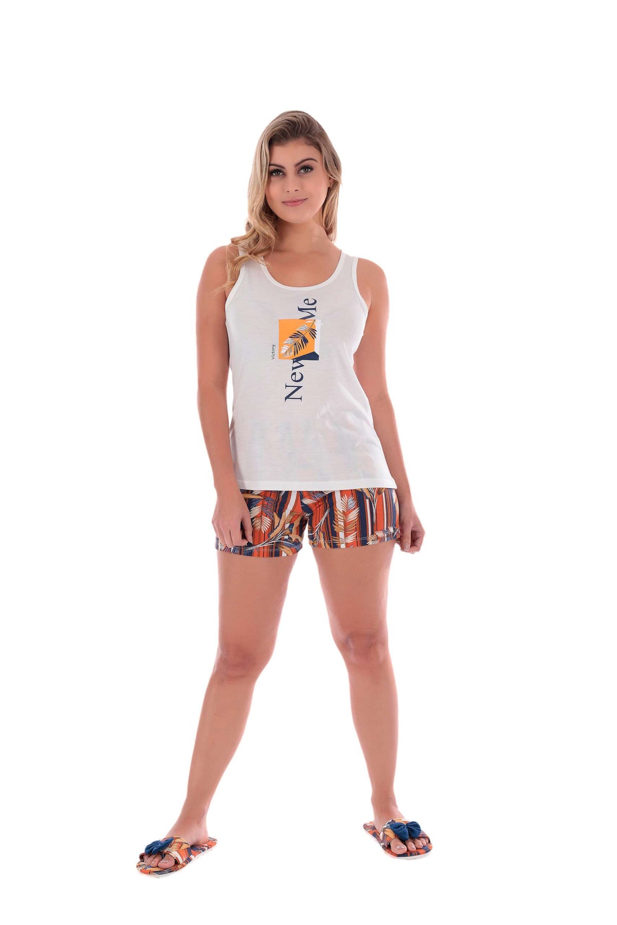 Pijama Feminino Camiseta em bege – Doce Malícia