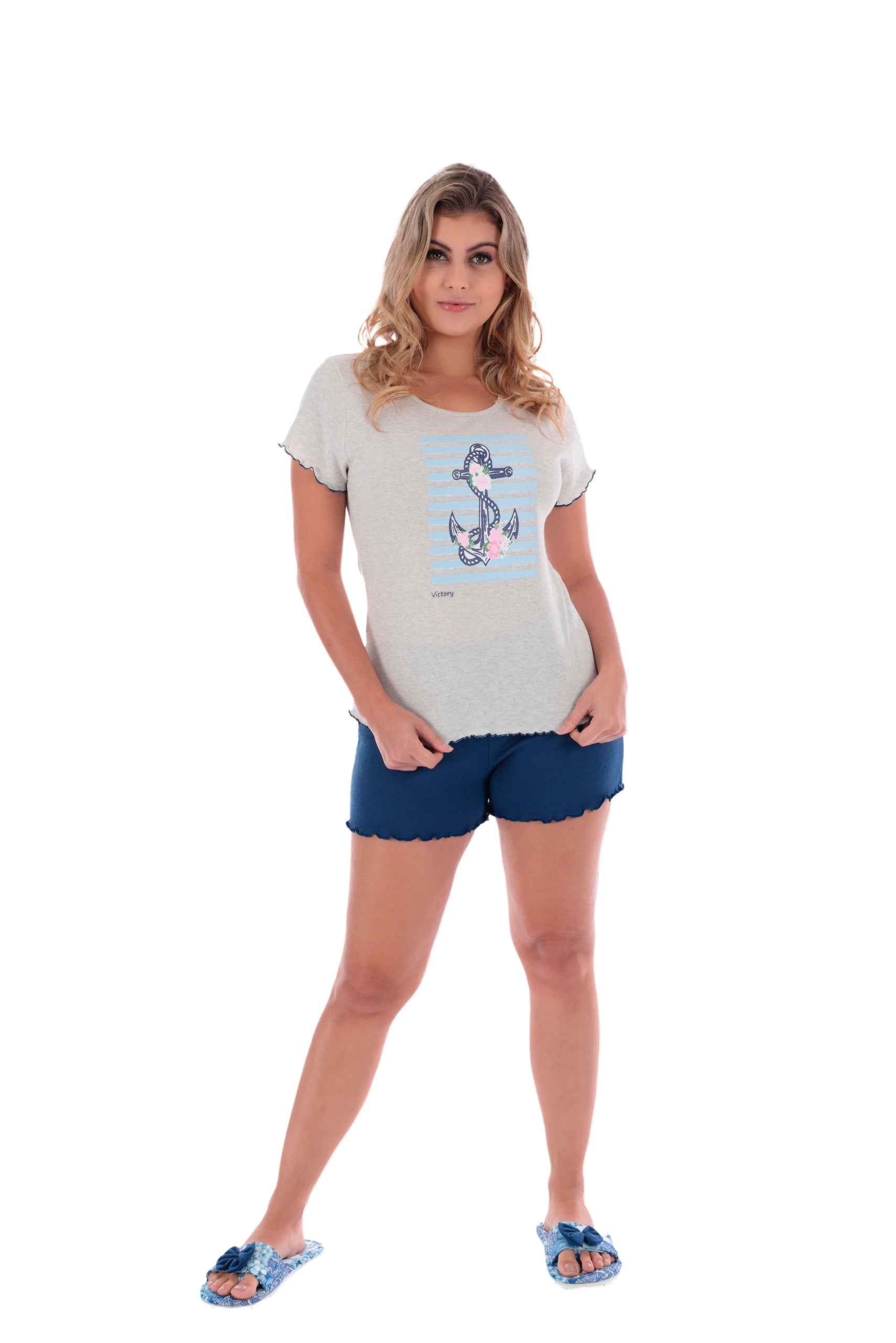 Pijama feminino manga curta em cores sortidas – Doce Malícia
