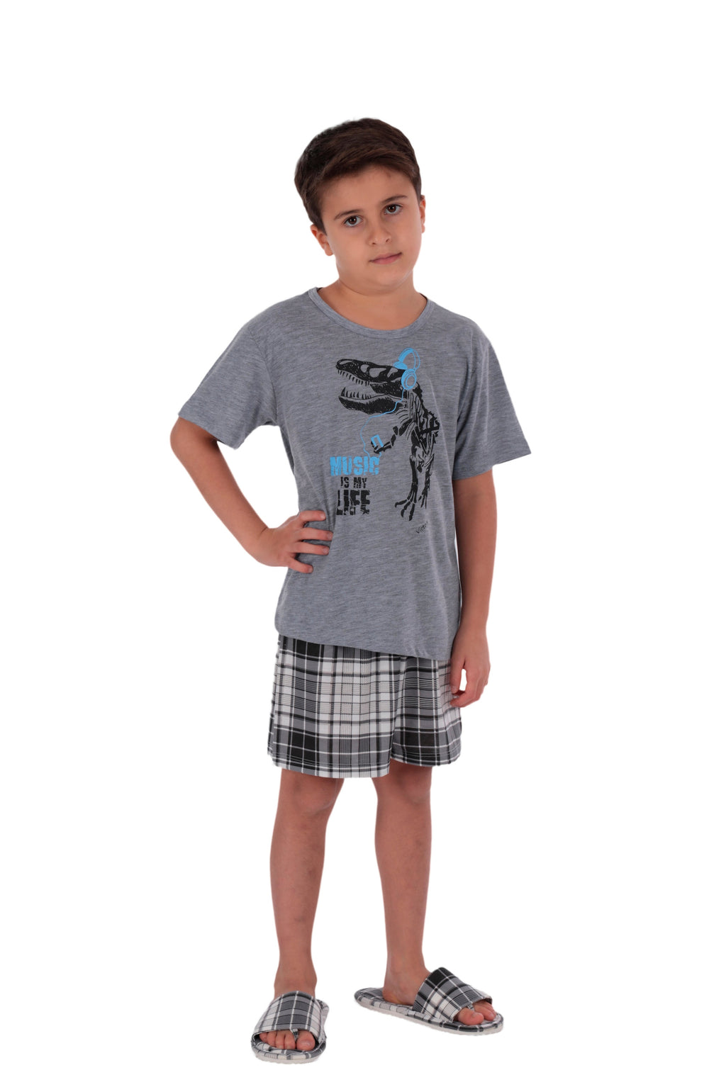Pijama infantil manga curta em Chumbo – Doce Malícia