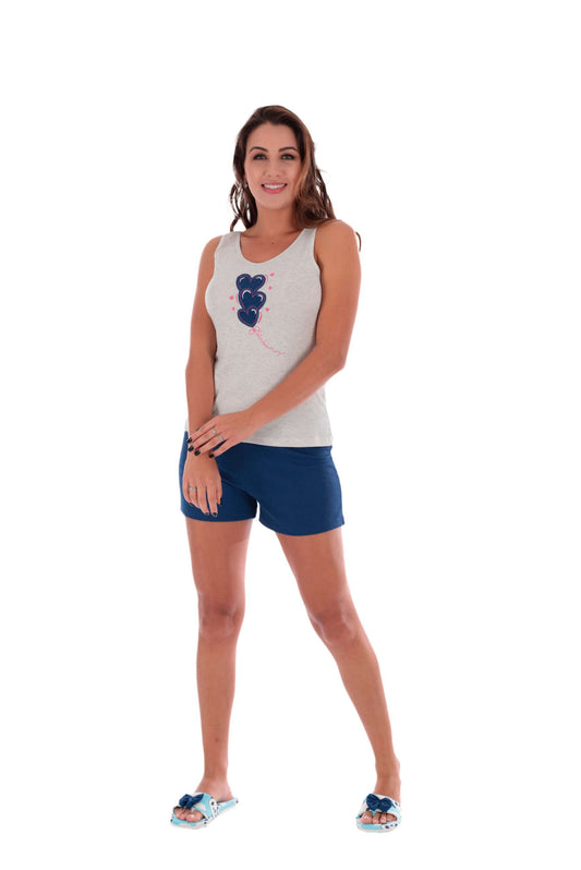 Pijama Regata Feminino em azul-Marinho – Doce Malícia