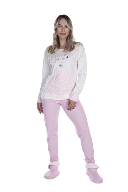 Pijama Bolso Canguru Feminino Canelado em azul-Marinho – Doce Malícia