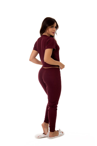 Pijama Canelado Calça Longa em azul-Marinho – Doce Malícia