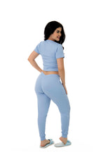 Pijama Canelado Calça Longa em azul-Marinho – Doce Malícia